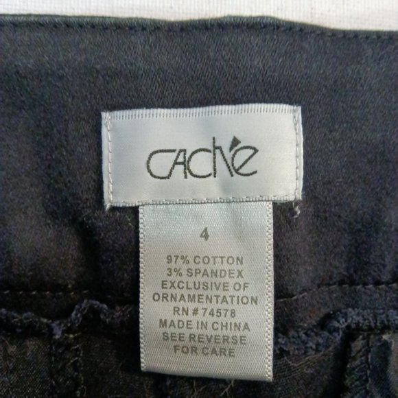 Cache Black Cotton Stretch Crop Pants Gold Button Details - Picture 6 of 6